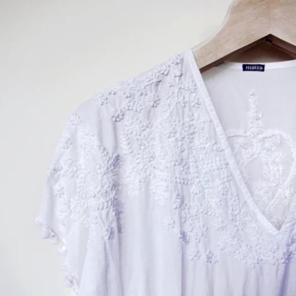 New Matta NY White Kalim Hearts Kaftan - Picture 2 of 7